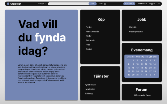 Interaktiv prototyp, variant B, av Craigslist-redesignen